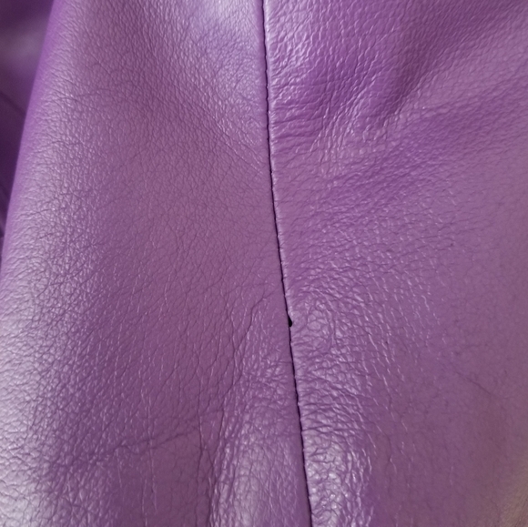 Vintage LA-ROSE Purple Leather Zip Up Jacket Size Small - Picture 16 of 16
